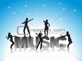 blue background with dancing people