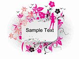 girl silhouette on floral background