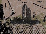 grunge city with party people, vector wallpaper