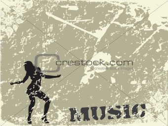 grunge background with dancing girl