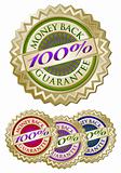 Set of Four Colorful 100% Money Back Guarantee Emblem Seals