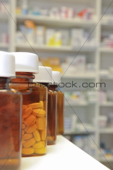 row of pill bottles