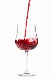 red wine splashing in a glass