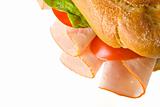 detail of a turkey ham sandwich