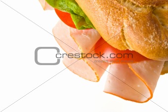 detail of a turkey ham sandwich
