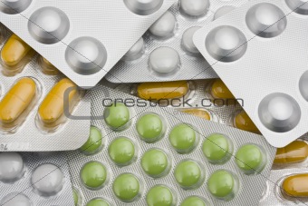 colorful pills in blister package
