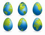 Easter eggs collection with world map