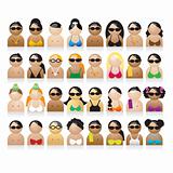 Set of peoples icons, summer vacations