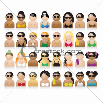 Set of peoples icons, summer vacations