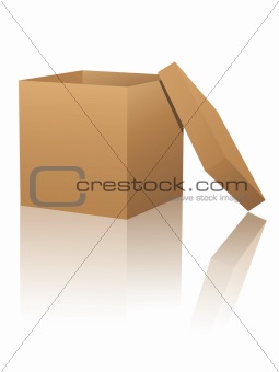 Cardboard box with reflections.