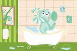 Elephant baby is bathing