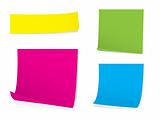 Bright post it note stickies with shadows