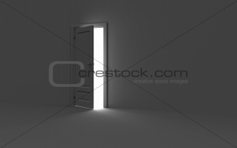 Inside a room with opened door