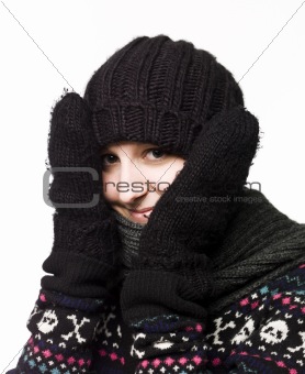 Girl with cap and gloves