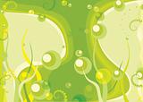 Green bubbles and grass background