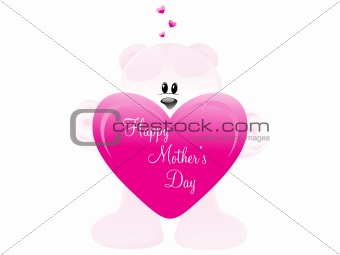 isolated pink heart shape with cute bear