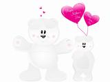vector set of bear with romantic balloons