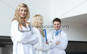 Three doctors in a hospital