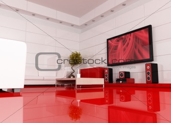 red and white cinema room