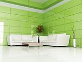green and white living room