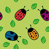 Seamless pattern with color ladybirds