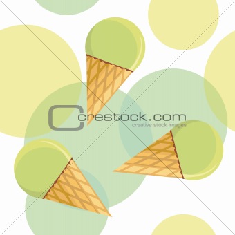 Seamless pattern with mint ice-cream