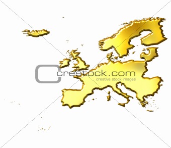 Europe 3d Golden Map