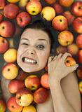 girl in apples