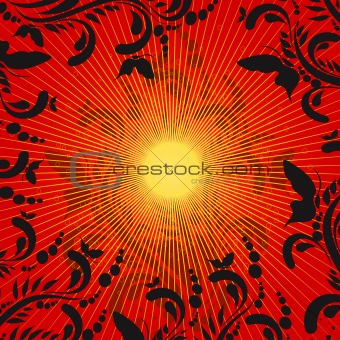 Background with sun and ornament