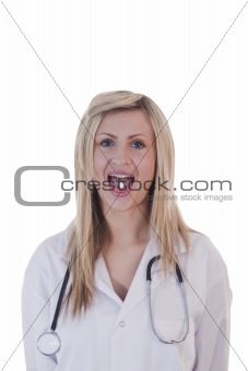 Female doctor looking at the camera and smiling