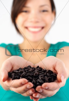 Coffee beans woman