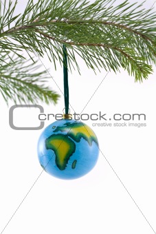 Globe Christmas Ornament showing Africa and Europe