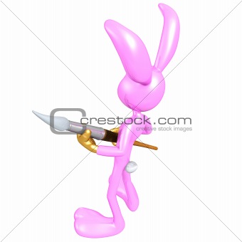 Artist Easter Bunny With Paintbrush