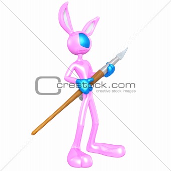 Artist Easter Bunny With Paintbrush