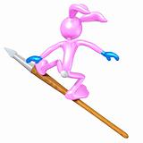 Easter Bunny Surfing On A Paintbrush