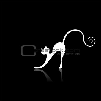 White cat silhouette for your design