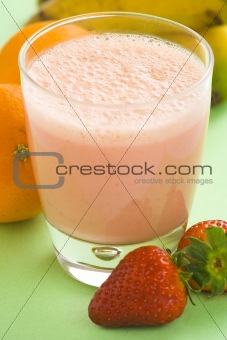 delicious refreshing strawberry orange banana milkshake natural