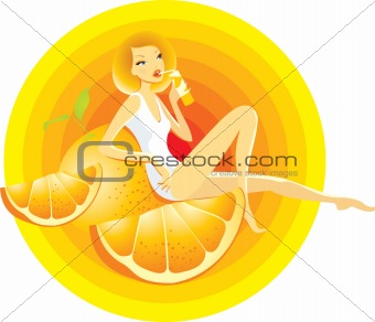 young woman with orange