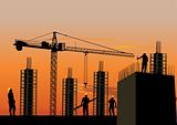 Silhouette of construction site