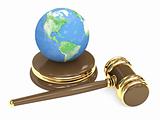 Judicial 3d gavel and Earth