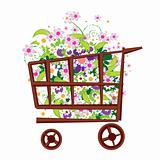 Shopping basket with flowers