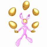 Easter Bunny Juggling Gold Easter Eggs