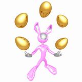 Easter Bunny Juggling Gold Easter Eggs