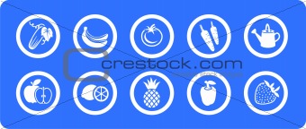 Fruit and vegetables vector icons set