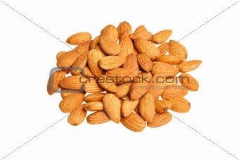 Pile of almonds isolated