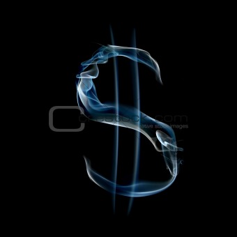 sign of dollar from a smoky alphabet