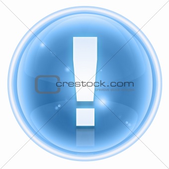 Exclamation symbol icon ice, isolated on white background