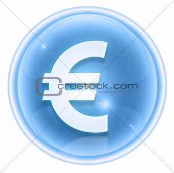 Euro icon ice, isolated on white background