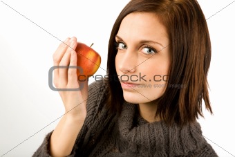 Woman eating Apple
