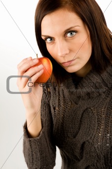 Woman eating Apple